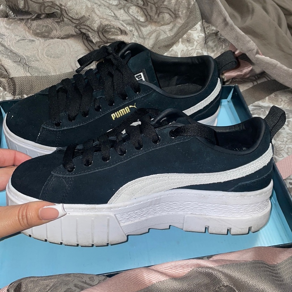 Puma Black and White Platform Sneakers